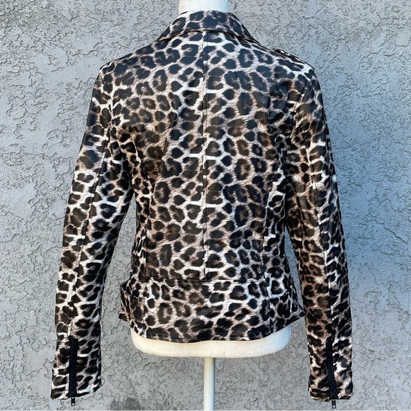 Pleather Jacket Animal Print Moto Leopard Medium - Picture 3 of 13
